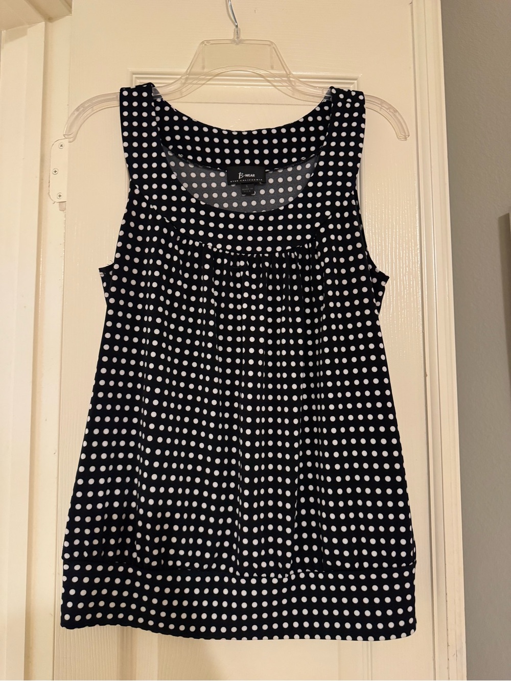 Bwear Black Sleeveless Polka Dot Tank Top with White Dots